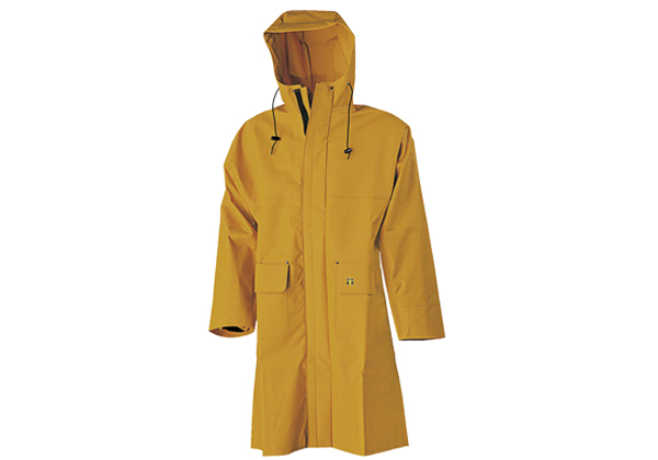 This knee length Guy Cotten long coat is made from 100% nylpeche material for excellent waterproofing. It features kimono cut for ease of movement.