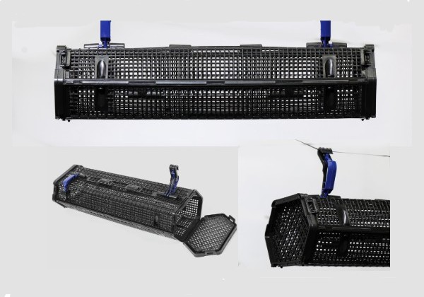 The Aquapurse is a six-sided oyster basket that features one-piece moulding – it simply folds and clips together. Suitable for intertidal suspension.