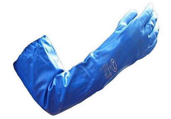 These G901 Long Blue Gloves from Maprotec are jersey lined and fully coated in nitrile to ensure waterproofing. 68cm long & elasticated at the shoulders.