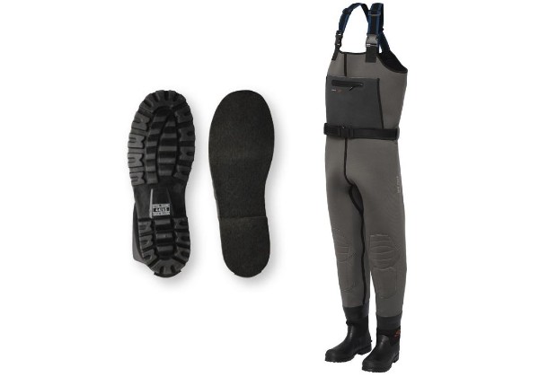 Neoprene chest waders, perfect for anyone who will be standing for extended periods in cold water. Comfortable fit. Solid boot.